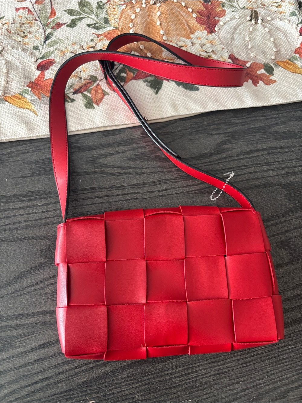 Red Woven Leather Crossbody Bag - Women - Picture 3 of 7